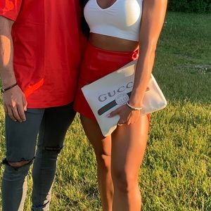 White leather GUCCI clutch